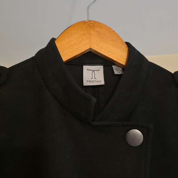 Tristan Black Buttoned Trench Coat - Picture 3 of 4